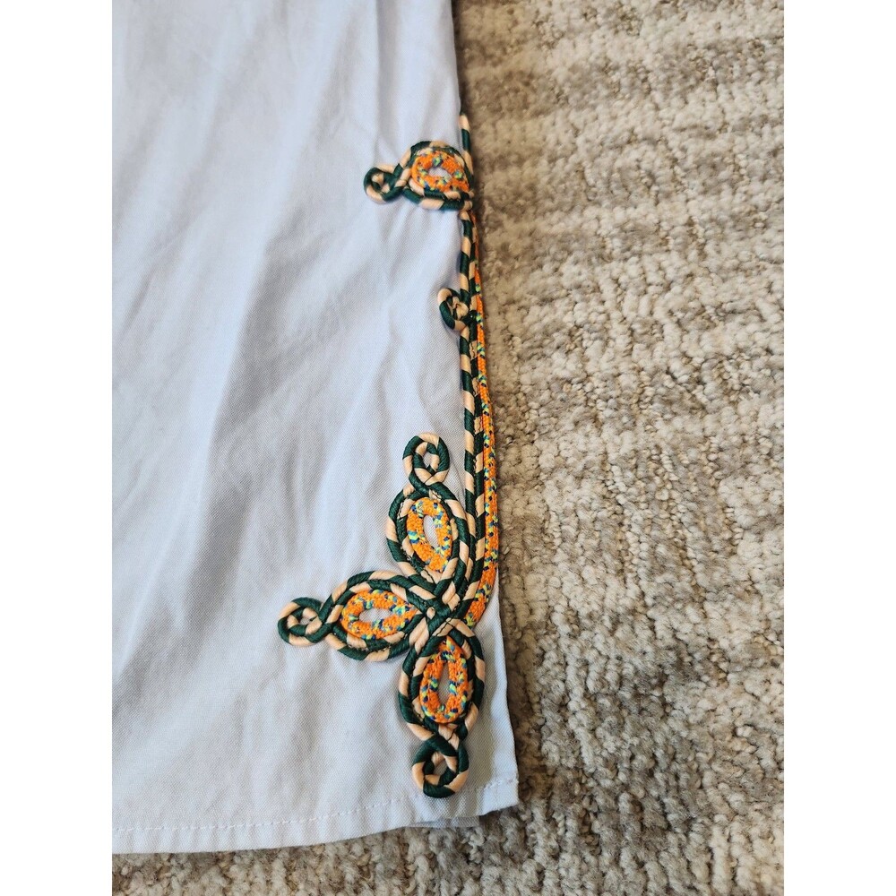 Tory Burch Light Blue Embroidered V-Neck Cotton Tunic Size 12 Boho Resort - Picture 5 of 12